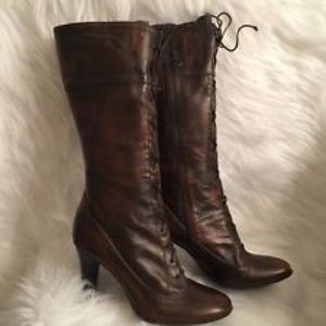 GIANNI BINI brown leather granny boots